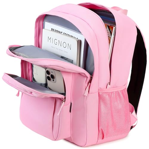 Image of abshoo Girls Solid Color Backpack For College Women Water Resistant School Bag (Pink)
