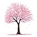Large Tree Wall Decals Pink Floral Leaves Wall Stickers Peel and Stick Wall Decor Pink Tree Woodland Wall Mural DIY Removable Vinyl Wall Art for Girls Bedroom Living Room