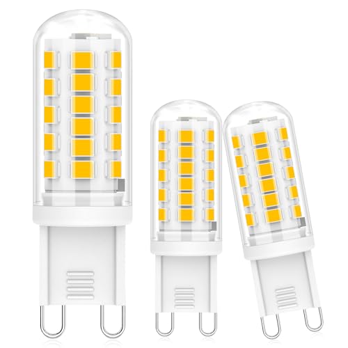 Bigzom Bombilla LED G9 Cálida 2700K Dimmable, Bombilla LED 3W Equivalente 40W-50W Halógena, 480 Lúmenes, Sin Parpadeo, Bombilla Pequeña Ahorradora de Energía, AC220-240V, Pack de 3