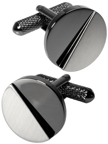 Image of [TAVARAT] Cufflinks for Men cuff links mens classic round shape Black Silver Light Gold Tps-177
