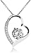 Produktbild Damen Halskette, Abiguell, 925 Sterling Silber Kette mit"ewige Liebe" Zirkonia Herz Anhänger, Schmuck für Frauen mit Geschenkbox, Geschenk für Damen Kettenlänge 45cm, Nickelfrei