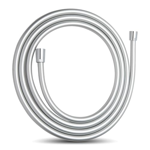 OFFO Brauseschlauch Duschschlauch 3m, Universal Duschrohr mit Duschschlauch Waschmaschine Hochdruck Brauseschlauch für Badarmaturen Ersatz,Silber