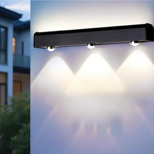 Luminaire mural haut et bas en aluminium noir mat étanche au design contemporain épuré
