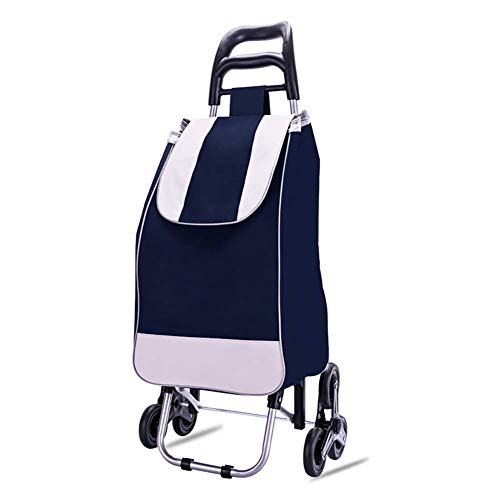 FMOGE Einkaufstrolley, zusammenklappbarer Treppensteiger, Einkaufswagen mit 6 Rädern, abnehmbarer Rucksack, Tragkraft 35…