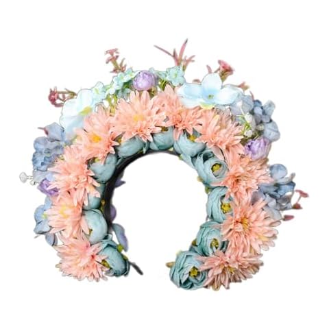 YLHHWVY Bohemian Rose Crown Wreath Beach Florals Garlands Flower Headband Wedding Wreaths Hairband for Women Girls 30x25cm Cover