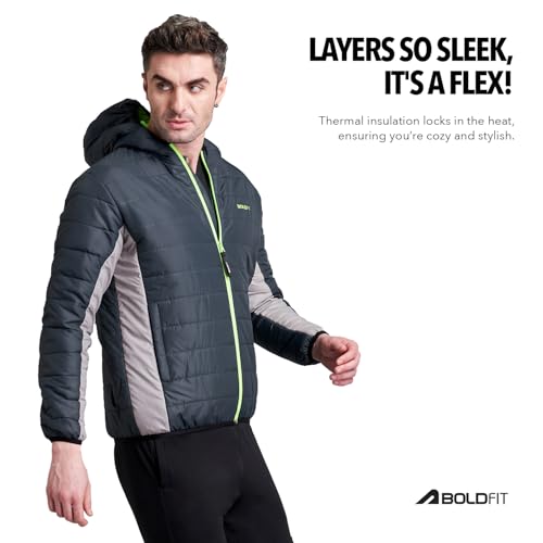 Image of Boldfit jackets for men stylish latest puffer winter jacket for men standard length jacket man full sleeves bomber jackets for man winter wear with hoodie
