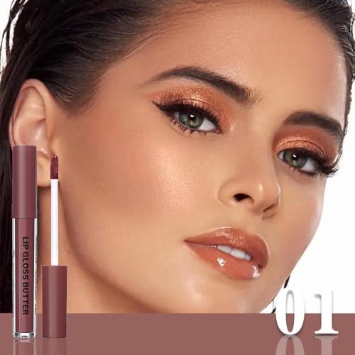 Image of Honey Butter Lip Stain Tinted Lip Gloss, Shine Moisturizing Plumper Liquid Lipstick for Women, Natural Nourishing Hydrating Lip Balm for Dry Lips, Lightweight Lip Liner Care Makeup, Vegan #1+#4