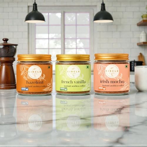 Image of The Circle Of Aroma Signature Instant Coffee|100% Arabica|Rich Aroma|No Added Sugar|Combo Of 3|Irishmocha, Vanilla & Hazelnut|50g(25 Cups) Each Flavour|Enjoy Hot /Cold