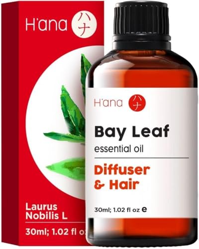 H’ana Bay Leaf Essential Oil - 100% Pure and Natural Bay Leaf Oil for Diffuser, Hair - with a Spicy, Herbaceous Scent (1 Fl Oz)