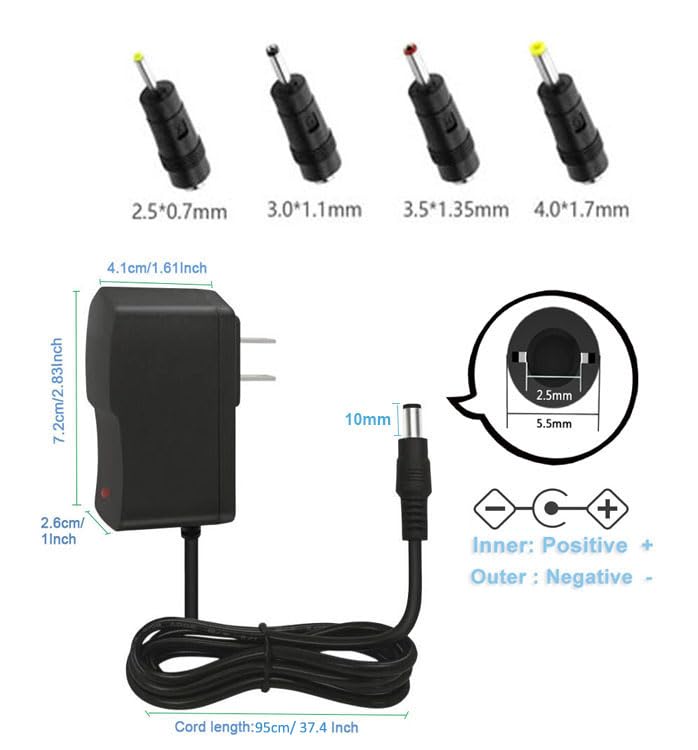 5 V 1 A/1000 mA voedingsadapter, AC 100 - 240 V 50/60 Hz naar DC 5 V 1 A/1000 mA 5 W 5,5 x 2,1 mm wandstekker, midden positief, 1,8 m lange kabel voor stabiel en flexibel gebruik, CE-gecertificeerd