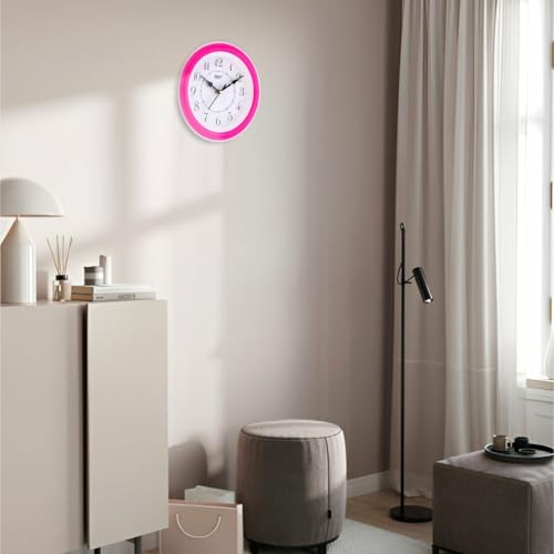 Image of Matiz Analog 30 cm X 30 cm Wall Clock | Brown | with Glass | Standard| 107 Pink