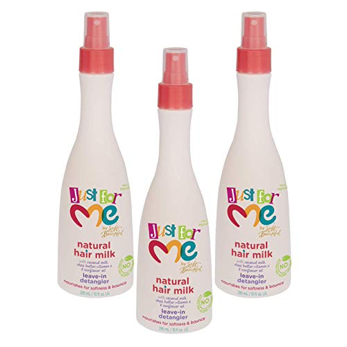 Just for Me Natural Hair Milk Detangler (3 Pack) - Detangles & Helps Prevent Breakage, For All Hair Textures, Contains Coconut Milk, Shea Butter & Sunflower Oil, Restores Moisture, Shine, 10 oz