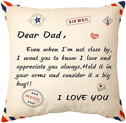 Shoppawhile Gifts for Dad Birthday Gifts Cushion Covers 18*18 inches Daddy Gifts from Daughter/Son Presents for Father's Day Christmas (Beige to dad)