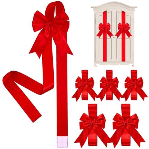 Lazos de gabinete de Navidad rojos de terciopelo pack de 6 decoración de cocina para puertas