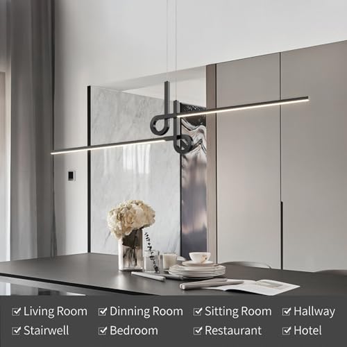 Éclairage design pour table à manger : suspension longue de qualité premium
