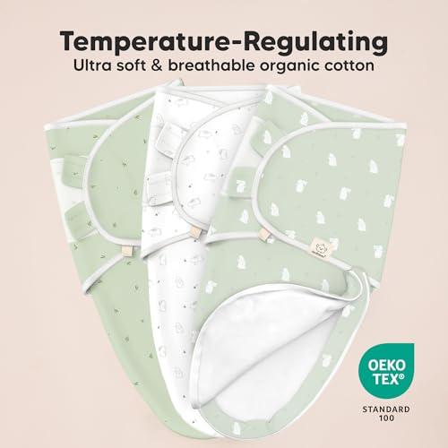 Image of Baby Swaddle Sleep Sacks with Zipper - 3-Pack Swaddles for Newborns 0-3 Months, Infant, Baby Girls, Boys, Soft & Durable Newborn Sleep Sack, Easy Diaper Change Swaddling Blanket (Bunnies, OS)