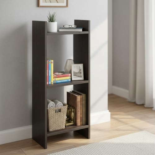 Image of FURNEASER Denn 3-Tier Engineered Wood Multipurpose Bookscase Rack Bookshelf, Storage Cabinet Organizer Stand for Home & Office - DIY Rack (Wenge)