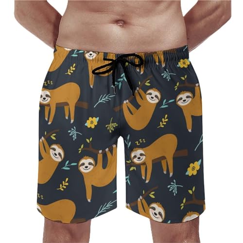 Shorts de bain homme pour la plage maillot brun paresseux idéal pour les vacances