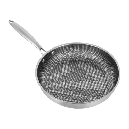Padella in acciaio inox, 32 cm, con struttura a nido d'ape, rivestimento antiaderente, antigraffio, universale, per fornelli a gas, a induzione, in ceramica
