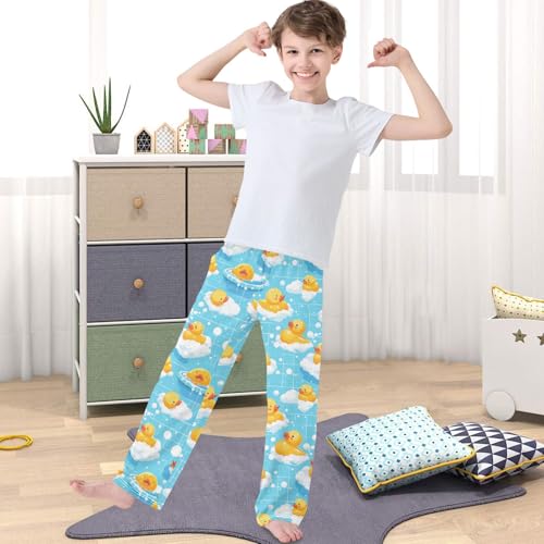 Boy's Pants Rubber Duck Jogger Pants Elastic Waist Long Bottoms Trousers with Pockets 6-14 Years4