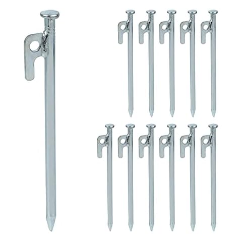 Relaxdays Stainless Steel Tent Pegs Set of 12 Cover