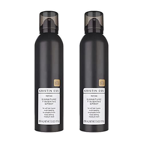 Kristin Ess Hair Refine Signature Finishing Hairspray - Flexible Hold, Brushable Texture, Style Support for All Hair Types - Vegan, 7.5 oz (Pack of 2)