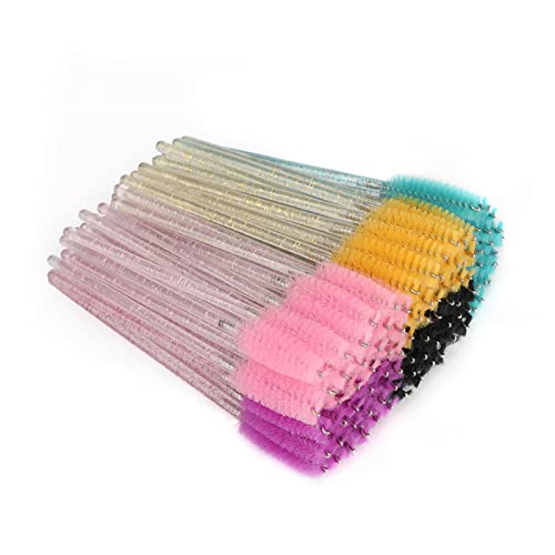 Image of G2PLUS 100PCS Crystal Eyelash Mascara Brushes Wands Applicator Makeup Kits, Mascara Wands Lash Spoolies for Eyelash Extensions and Eyebrow Brush (Multi-colored)