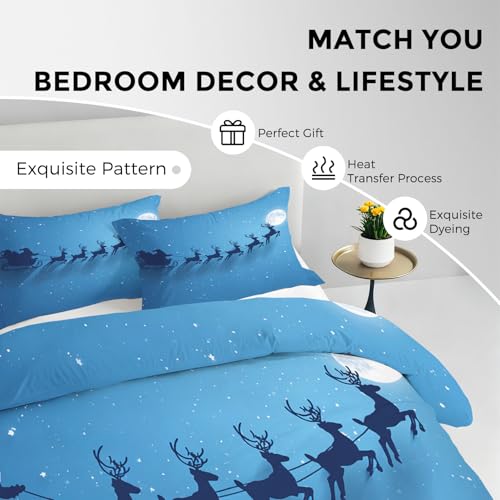 Housse de couette 220x240 Père Noël réversible en microfibre douce
