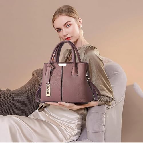 Image of Women's PU Leather Handbag Stylish Tote Shoulder Bag with Crossbody Strap Elegant Spacious Purse for Work & Everyday Use