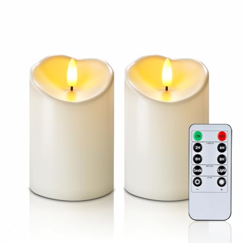 Image of Homemory 3x5 Waterproof Flameless Candles, Remote Timer, Ivory, Set of 2