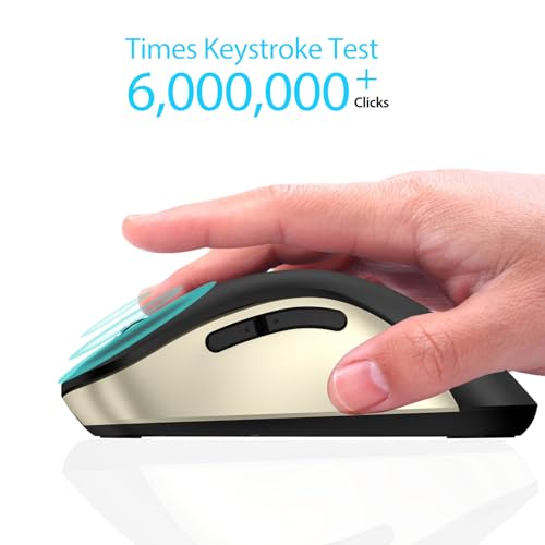 Image of memzuoix 2.4G Wireless Mouse, 1400 DPI Computer Mice with USB Receiver, Portable Wireless USB Battery Powered Cordless Mouse for Laptop, PC, Desktop, 5 Buttons (Black Gold)