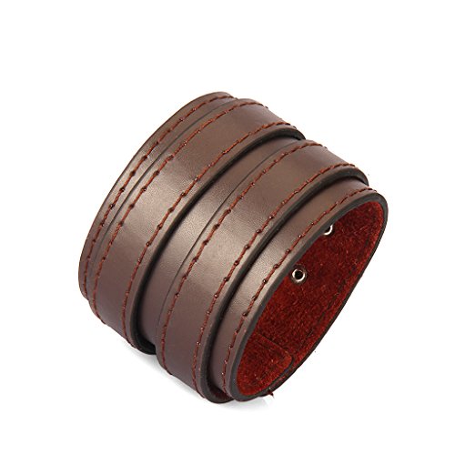DYNWAVE Pulseira masculina multicolorida ajustável de couro PU Double Tour