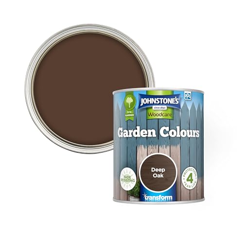 Johnstones - Garden Colours Fence Paint - Deep Oak | Exterior Wood Paint for Shed Outdoor Furniture | Weathershield Fade Resistant Quick Drying | 12m2 Coverage per Litre | 1 L