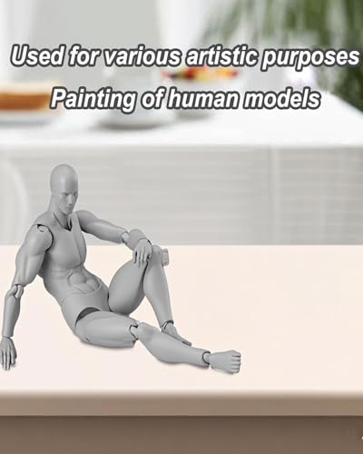 Image of Body Kun, Gray Male Desktop Figure Model, 14 cm Height, Includes Accessories, Ideal for Drawing, Painting, Photography, and Home Decoration, Figure Model for Sketching, Painting, Drawing