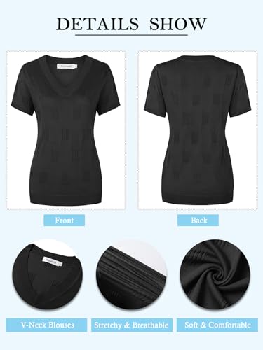 Image of Ninedaily Women's Tops Short Sleeve Sweater Knit T-Shirts Dressy Casual Blouses