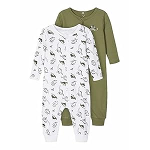 Name It Nbmnightsuit 2P ritssluiting loden dino Noos baby-jongens Baby en peuter Slaappakjes (2-Pack)