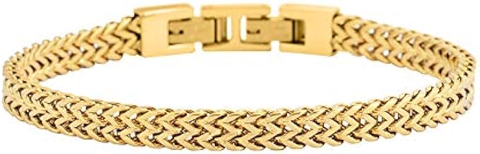 Geoffrey Beene Men’s Stainless Steel Double Franco Chain Bracelet with Extension