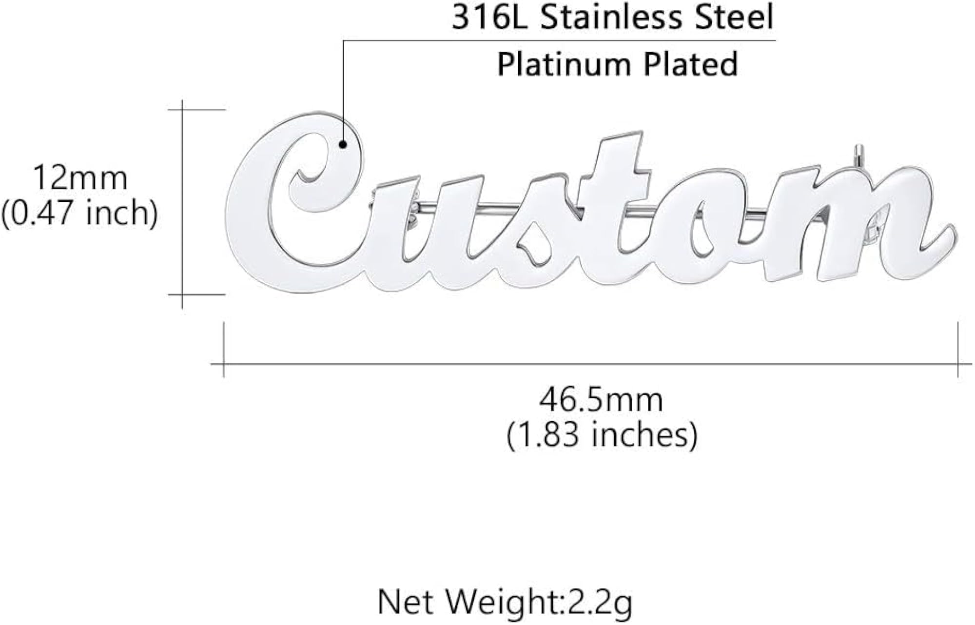 Personalized Name Brooch Pin for Men & Women, Custom Jewelry Gift