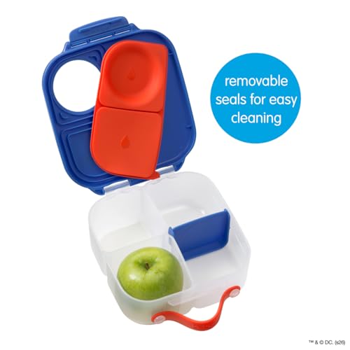 Image of b.box Superman Mini Lunch Box Kids, Snack Containers for Kids, 4.25 Cup | Bento Box for Kids, Perfect 1st Lunch Box, Lunch Containers, Leak Proof, Dishwasher Safe, BPA Free, PFAS Free, Ages 3+