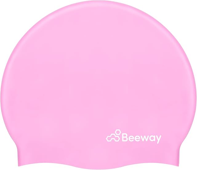 BEEWAY Swimming Cap Adult - Silicone Swim Hat Unisex Men Women - Comfortable Fit, Anti Slip Swim Caps - Waterproof, Anti-tear for Hair Protection