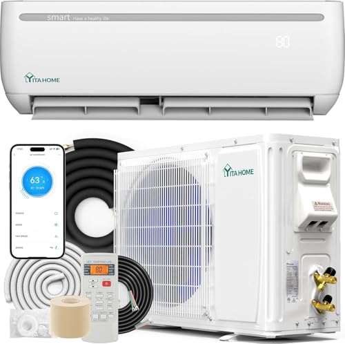 Image of YITAHOME 9000 BTU Mini Split Air Conditioner Heat Pump System, Wifi Enabled 19 SEER2 115V Inverter Ductless AC Cool Up to 450 Sq. Ft, Compatible with Alexa, Complete Installation Kit