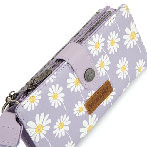 Image of Montana West X Wrangler Wristlet Wallet for Women Daisy Floral Wallet Large Capacity Clutch Wallets with Smooth Zipper and ID Window
