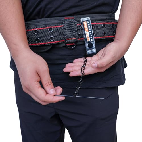 Image of MELOTOUGH Tape Thong for Tool Belt Waist Electrical Tape Strap Chain with Keyring and trigger snap hook for Belt (Grey Color, 2)