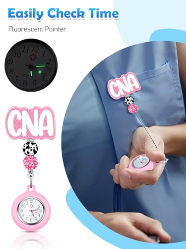 Image of Plifal Nurse Watch Nursing Pocket Badge Fob with Second Hand - Retractable Clip On Clock with Secondhand for Medical Staff Women Men