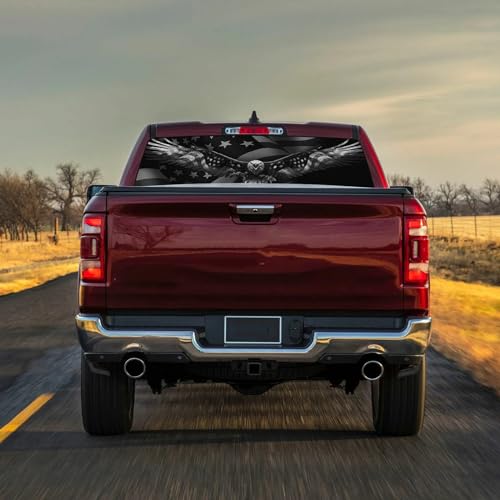 Image of Rear Window Decals for Trucks - 65x22 in Back Window Decals Fit Most Pickup Trucks SUV, Vinyl American Flag Back Window Decal for Car Personalized Decoration