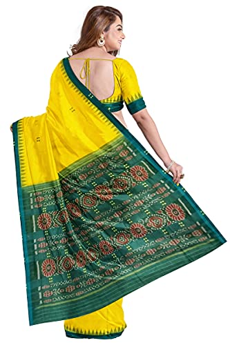 Image of Odisha Sambalpuri Handloom Ikat Women's Cotton Saree, Odisha Handloom Handmade Pure Cotton Khandua Saree, Ikkat Orissa Traditional Handloom Saree Without Blouse