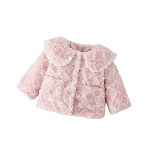 Cute Pearl Embellished Coats for Girl Long Sleeve Doll Collar Jacket Winter Warm Cute Jackets 2025 Button Down Coat