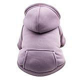 可愛いペット犬服 Tシャツ 秋冬衣装 柔らかい 防寒コート 人気 ファッション 袖なし フード付き タンクトップ もこもこ 柔軟 犬ウェアー 雪遊び 冬用(XS,パープル)