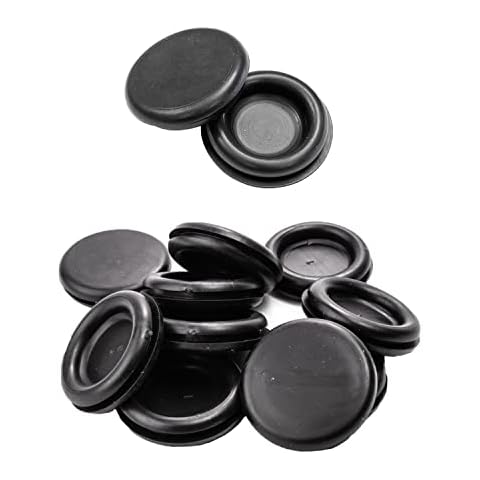 UKCable-Ties 10Pack Black PVC Rubber Closed Blind Blanking Hole Wire Cable Grommets (25mm) Cover
