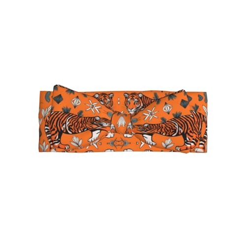 Orange tiger leopard Picture Baby Bow Headband Stretchy and Soft for Newborns, Infants, Toddlers, and Kids Girls